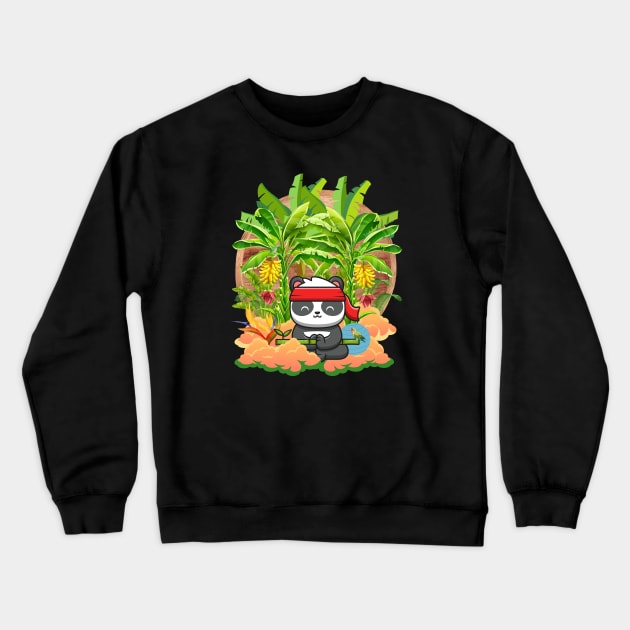 Panda Meditate in Paradise Crewneck Sweatshirt by Expresions PrintShop